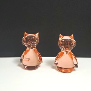 Vintage Art Glass Owls